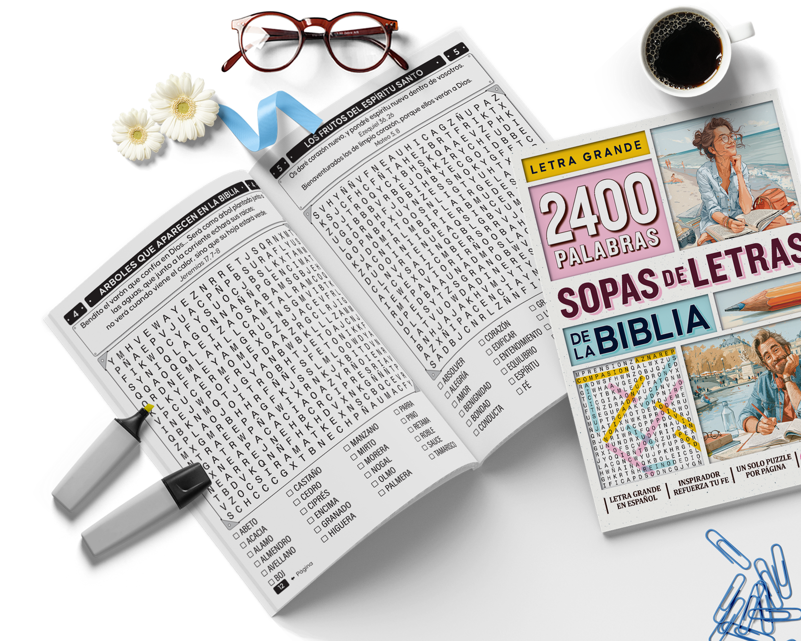 Libro de sopas de letras de la Biblia para adultos