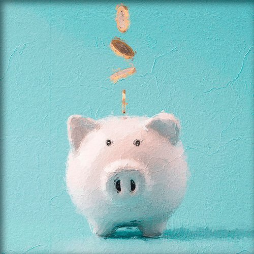 Pintura de una hucha que fomenta el ahorro