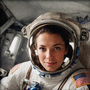 Astronauta mujer en el espacio