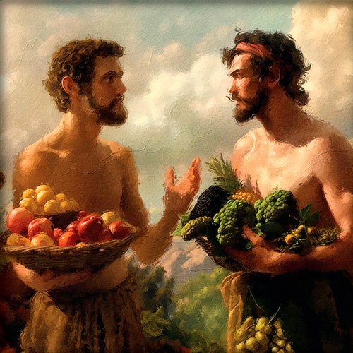 Pintura biblica de Cain y Abel