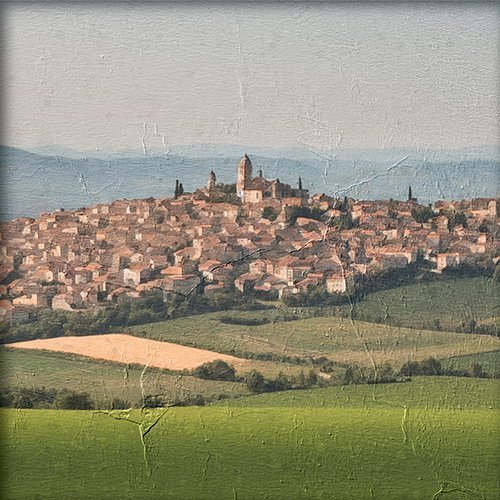 Imagen de un pueblo pequeño en el campo