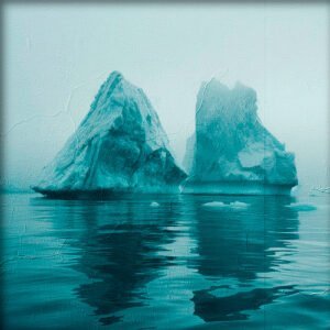 Pintura de dos icebergs en el artico