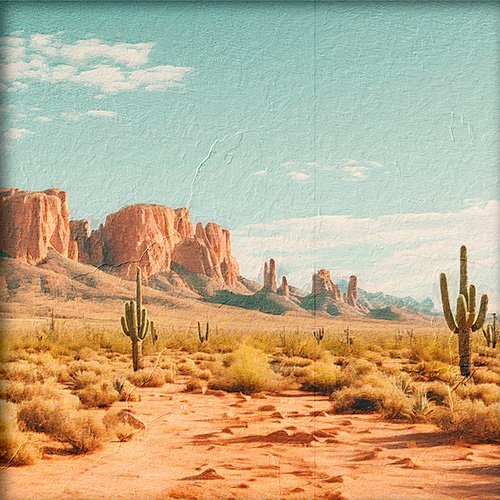Pintura del desierto con cactus