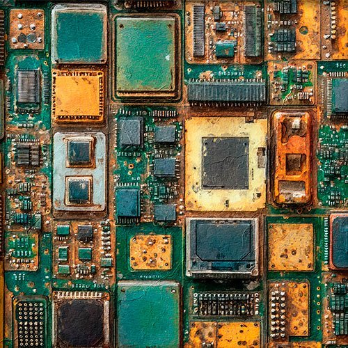 Pintura de unos microchips electronicos