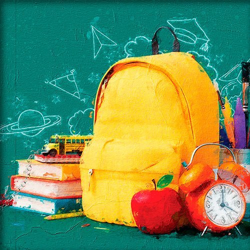 Pintura de objetos de la escuela