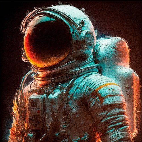 Pintura de un astronauta en el espacio