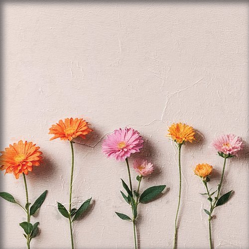 Flores sobre un fondo rosa