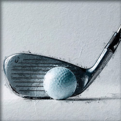 Pintura de un palo y bola de golf