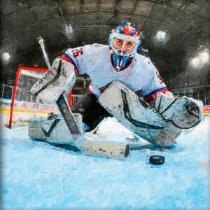 Pintura de un portero de hockey hielo