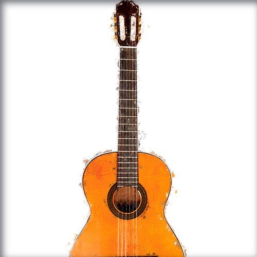 Pintura de una guitarra española