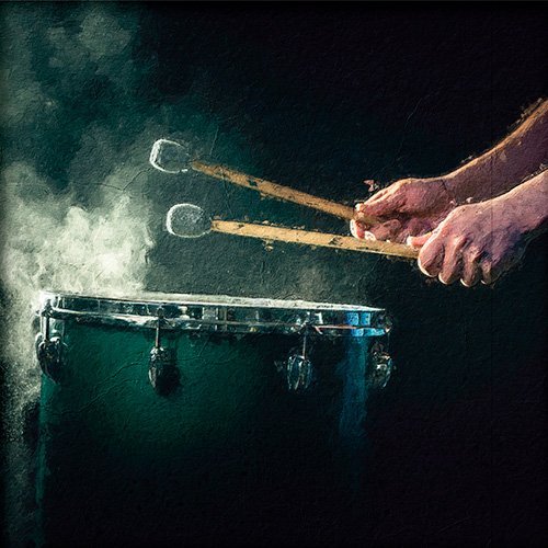 Pintura de un instrumento de percusion