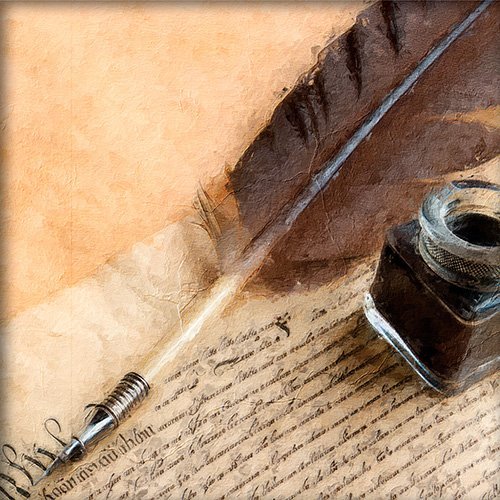 Pluma y tinta para escribir