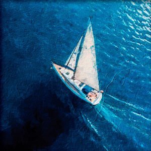 Pintura de un velero en el mar