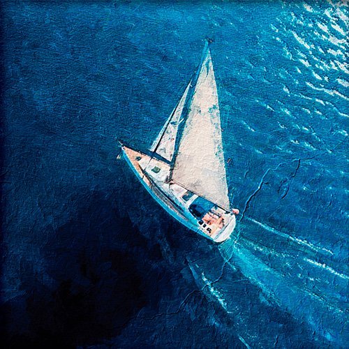 Pintura de un velero en el mar