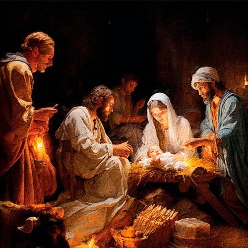 Pintura representando el nacimiento de Jesus