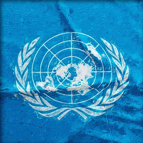 Pintura de la bandera de Naciones Unidas