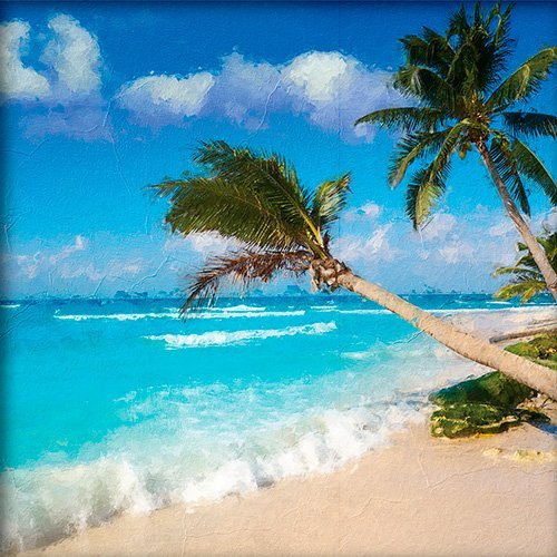 Pintura de una playa en Mexico