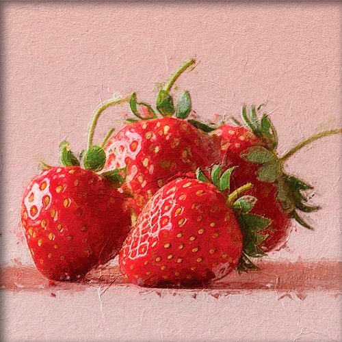 Pintura de unas fresas rojas