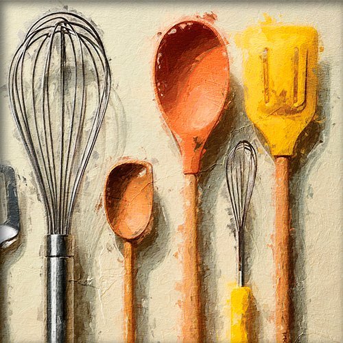 Pintura de utensilios de cocina