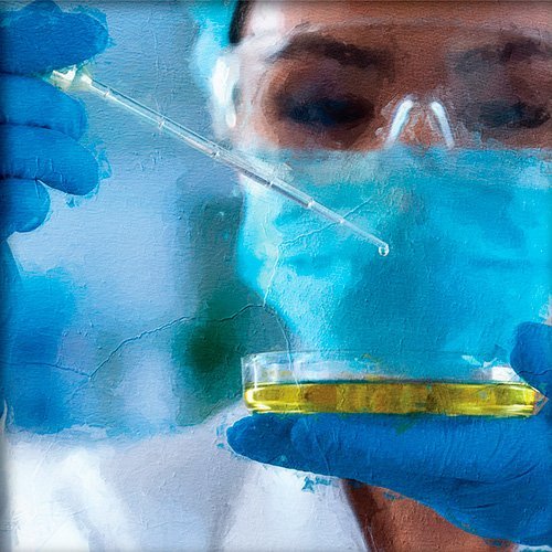 Pintura de un laboratorio de biologia