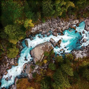 Pintura de un rio desde arriba
