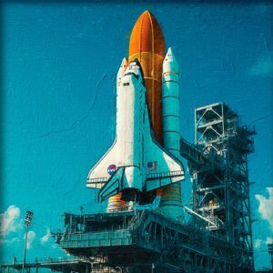 Pintura de un transbordador espacial