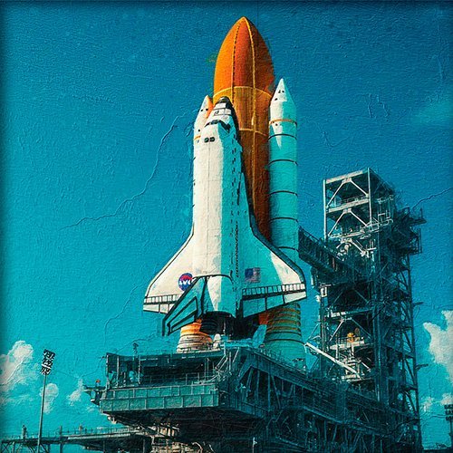 Pintura de un transbordador espacial