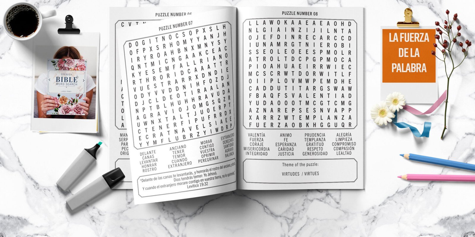 Libro de sopas de letras de la Biblia paginas interiores
