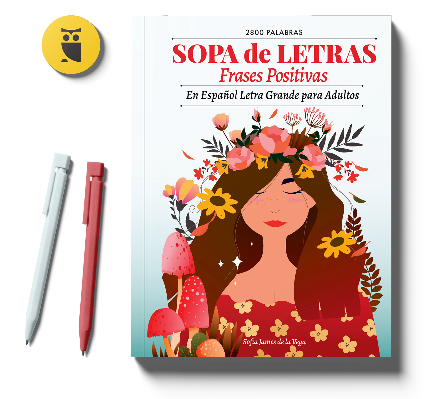 Portada del libro de sopas de letras con frases positivs