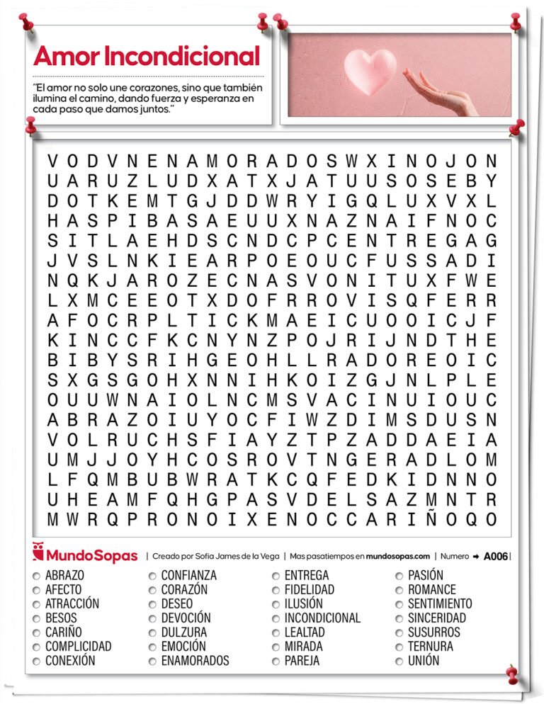 Sopa de Letras de Amor para adultos para imprimir