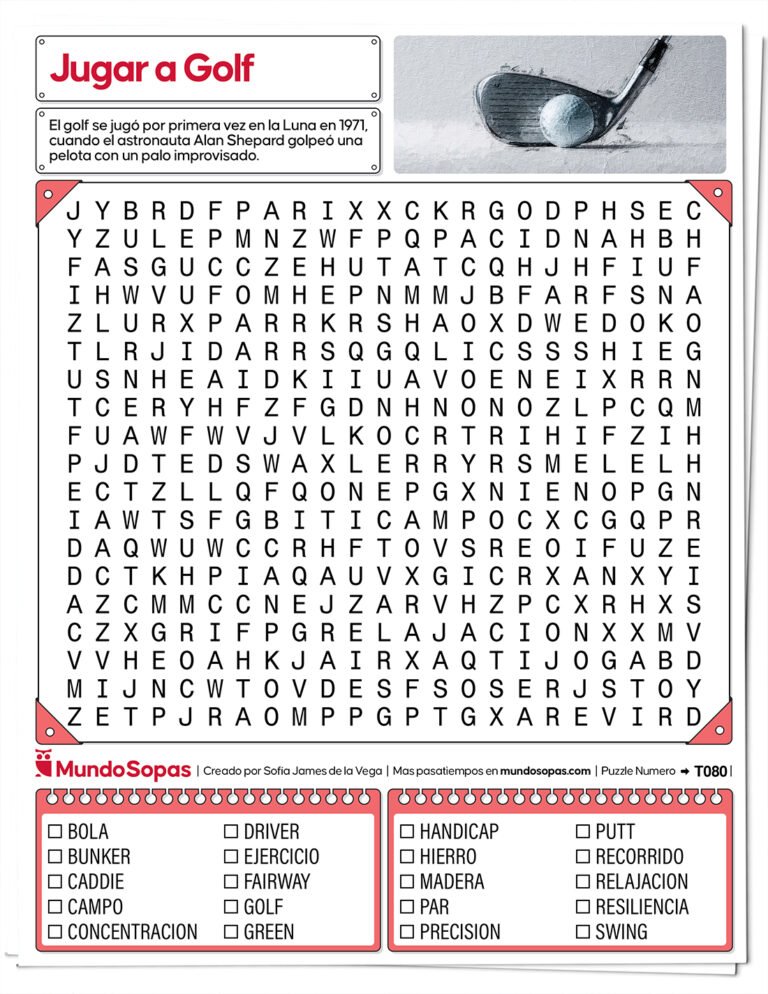 Sopa de letras de golf para imprimir gratis