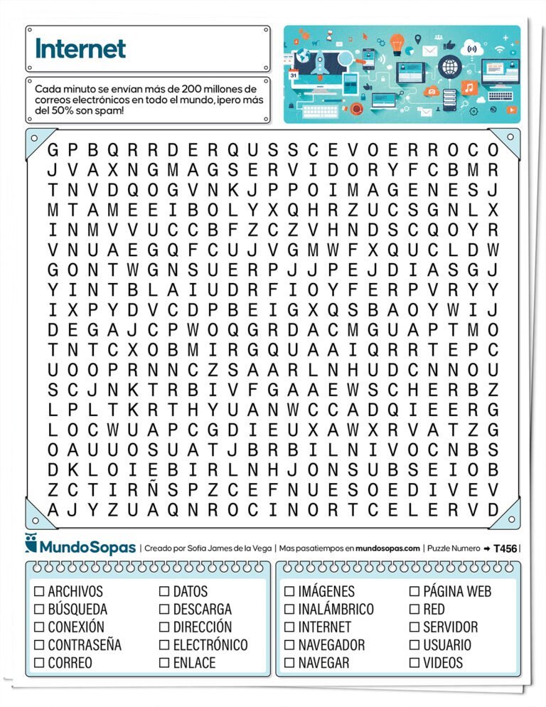 Sopa de Letras de Internet para Imprimir