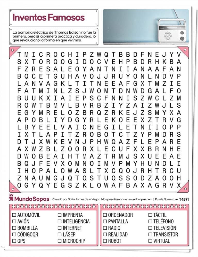 Sopa de Letras Inventos Famosos