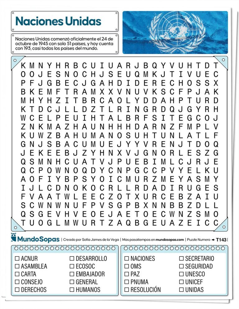 Sopa de Letras de Naciones Unidas