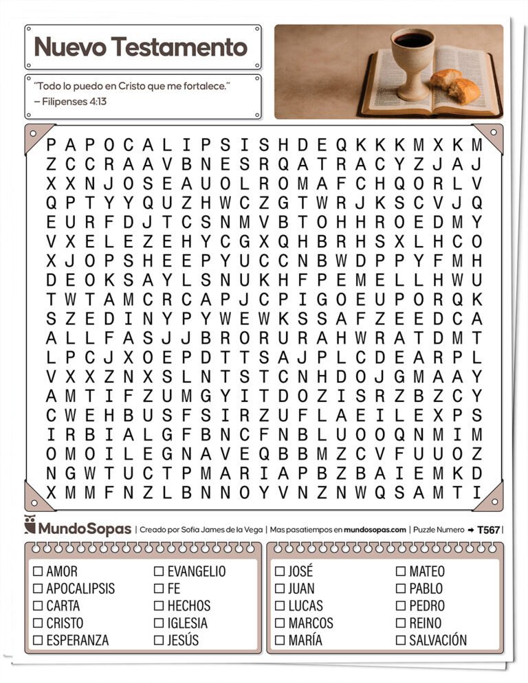 Sopa de Letras el Nuevo Testamento para imprimir