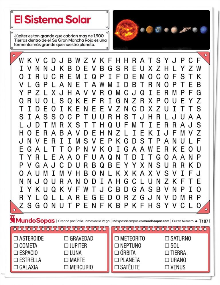 Sopa de Letras del Sistema Solar