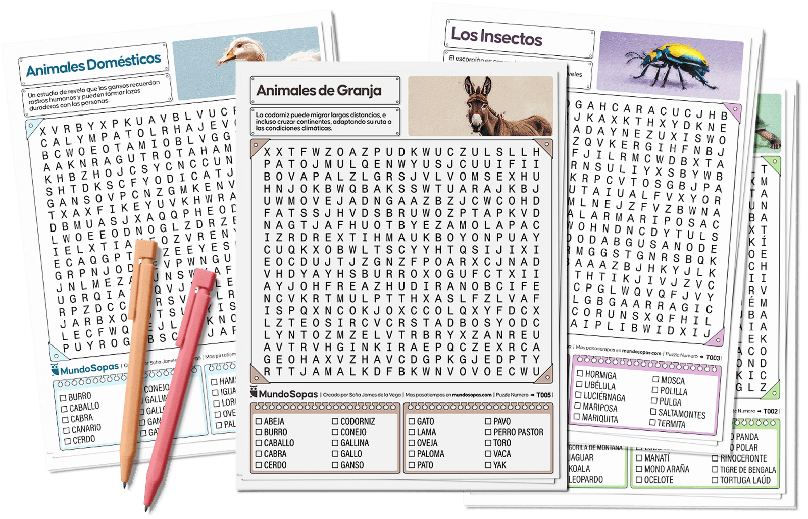 Paginas de sopas de letras de animales para imprimir