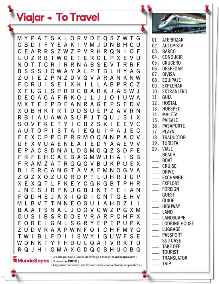 Sopa de Letras en Inglés de Viajar