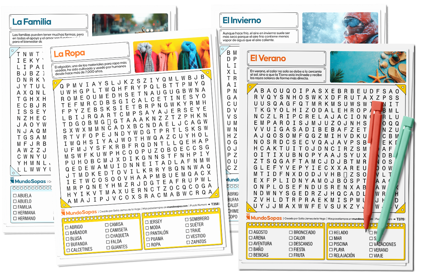 Sopas de letras para imprimir gratis con temas generales variados