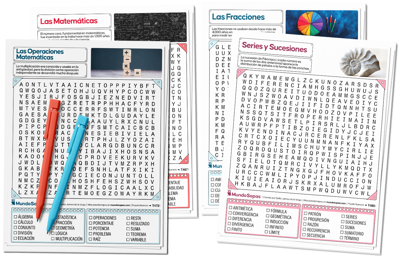 Sopas de letras de matemáticas para imprimir gratis en PDF