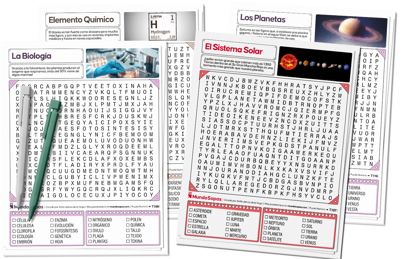 Sopas de letras de ciencia para imprimir en PDF gratis
