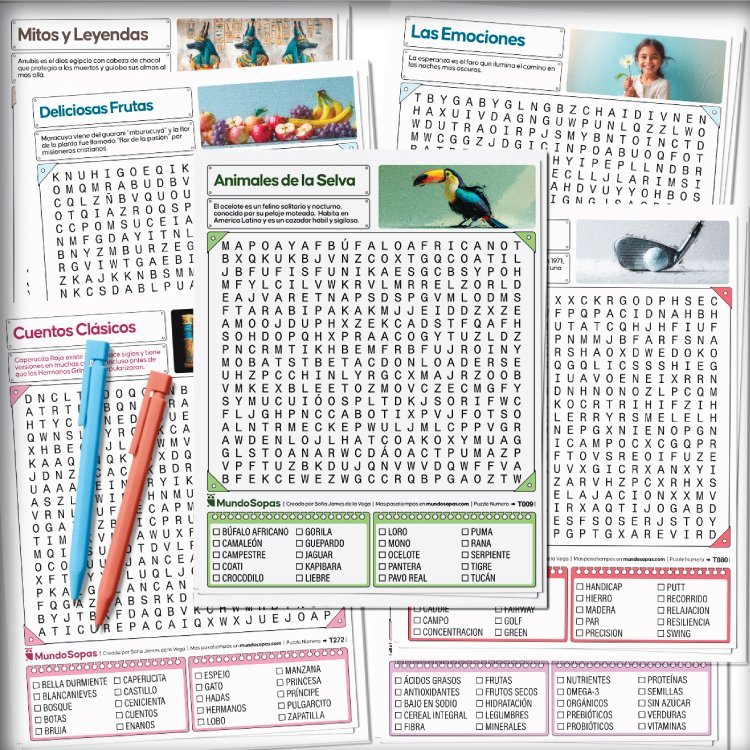 Sopas de letras para imprimir en PDF con tematicas diferentes gratis